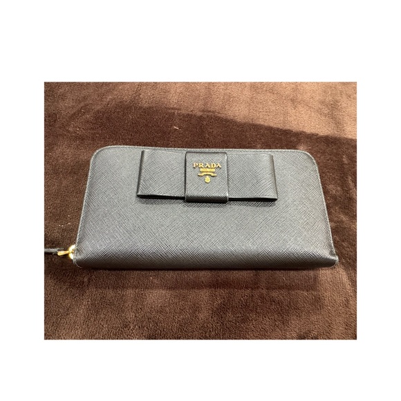Prada Handbags - Prada Black Saffiano Wallet with Bow Accent NWOT
